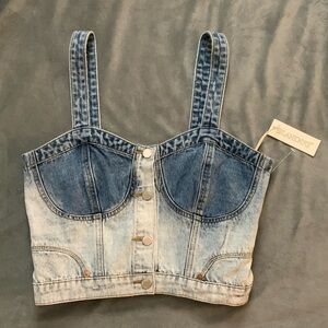 NWT BLANKNYC Call Back Denim Bustier Top. Sz: M
